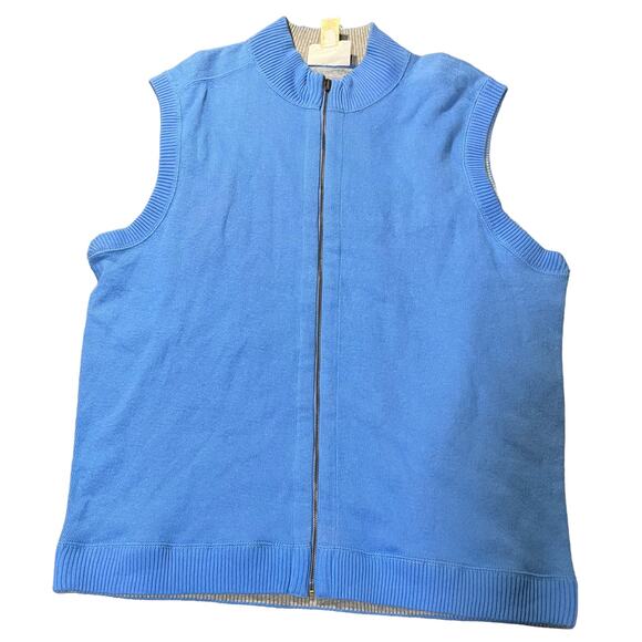 Ocean and Coast 100% Cotton Blue and Gray Zipper Vest Size L - Picture 2 of 6